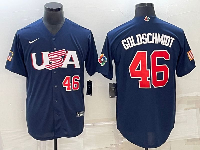 Men 2023 World Cub USA 46 Goldschmidt Blue Nike MLB Jersey3